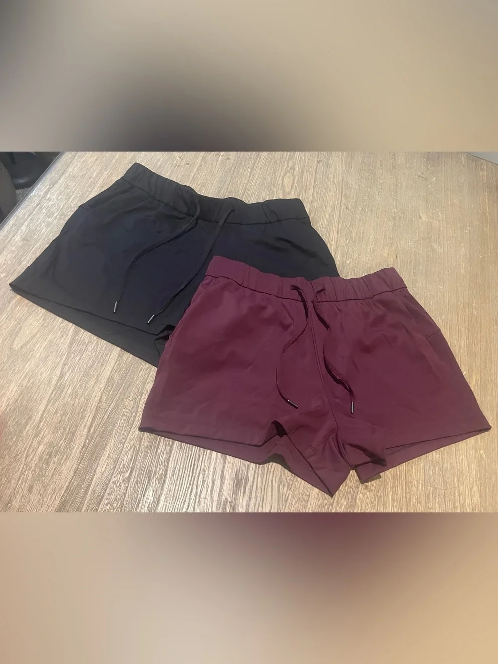 2-pair bundle CRZ YOGA Women's Athletic Shorts - Black & Burgundy - Picture 1 of 3